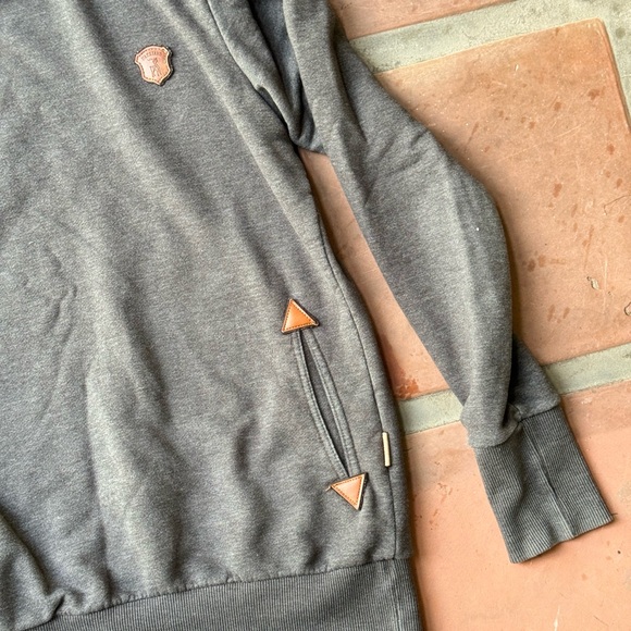 Women's Large Naketano Hoodie Gray Solid Pullover - Picture 4 of 7